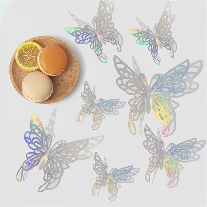 12Pcs 3D Hollow Butterflies Wall Stickers on the Wall for Wedding Decoration Children Room Decor Living Room Kids Bedroom DIY